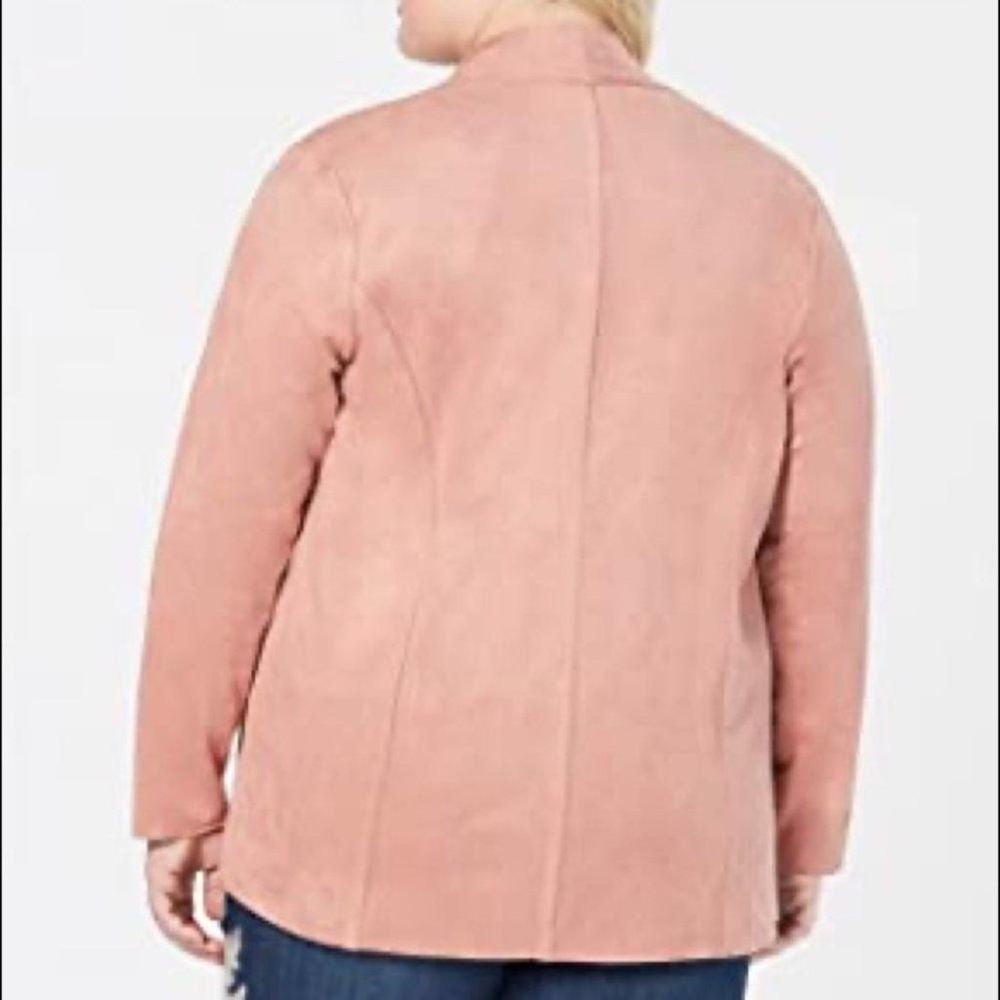 Style & Co. Womens Faux-Suede Open Front Jacket Blush Pink Size 2X NWT - Picture 2 of 9